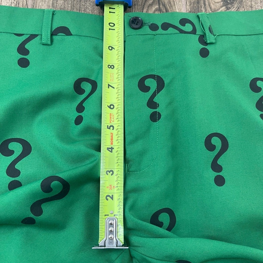 Funsuits The Riddler Suit Pants Mens 34x32 Green Question Mark Cosplay Comic Con - Picture 8 of 9